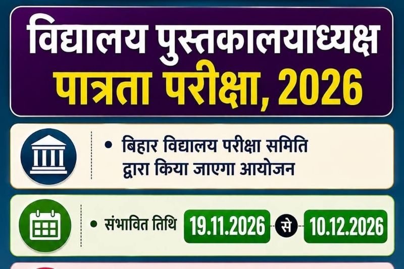 Bihar School Librarian Eligibility Test 2026 आवेदन और परीक्षा तिथि
