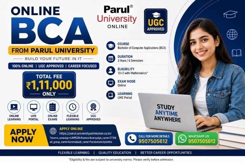 Online BCA from Parul University | ₹1,11,000 Total Fee