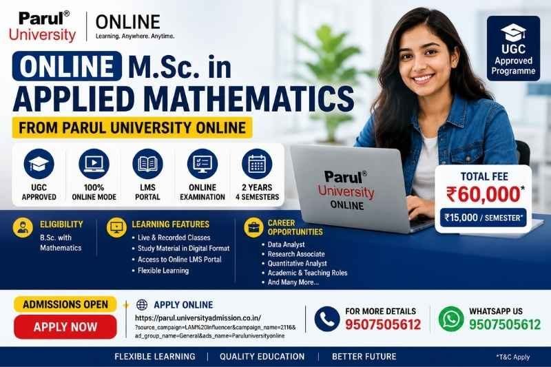 Online M.Sc. Applied Mathematics | Parul University | ₹60,000