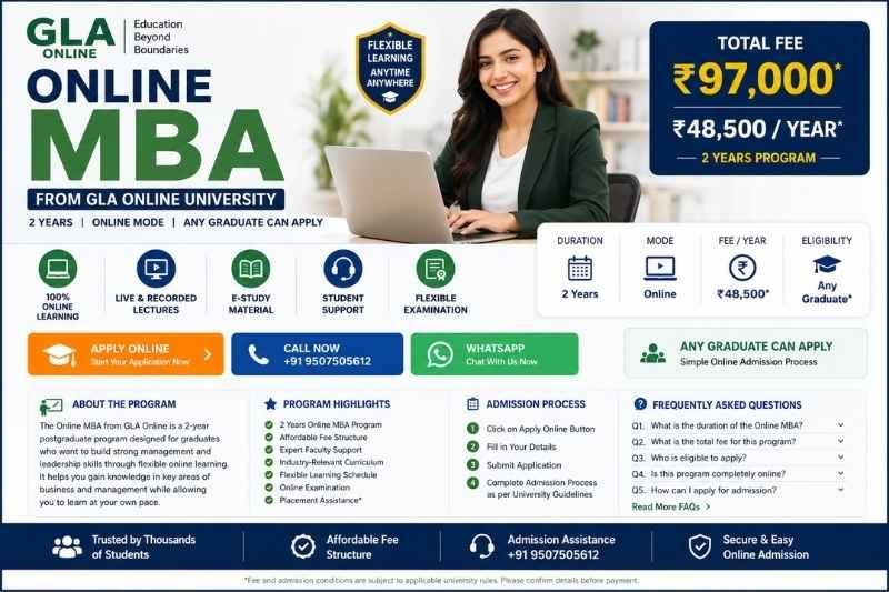 Online MBA from GLA Online: Fees, Eligibility & Admission 2026