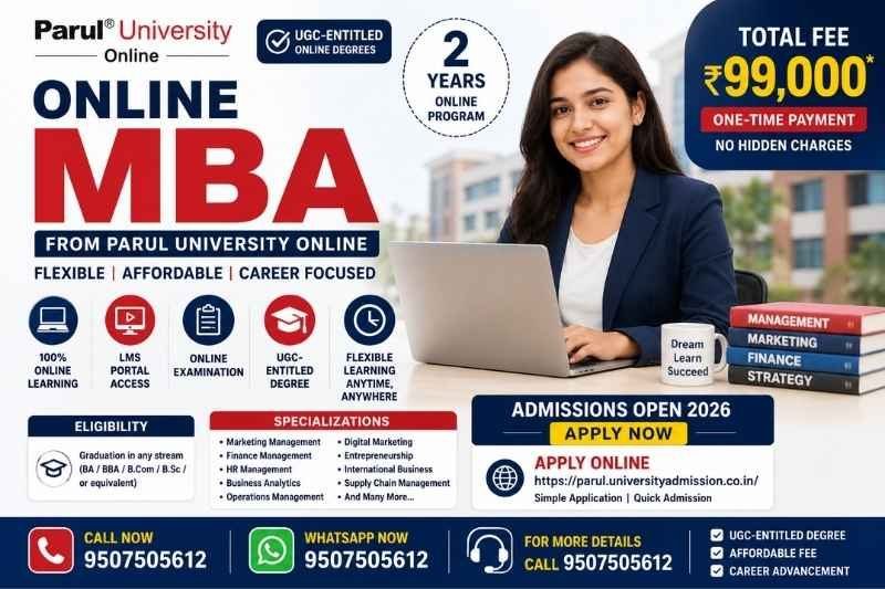 Online MBA from Parul University – 2 Years | ₹99,000 Total