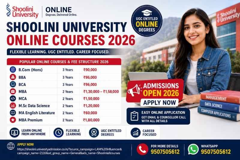 Shoolini University Online Courses & Fees 2026 BBA, BCA, MBA, MCA & More